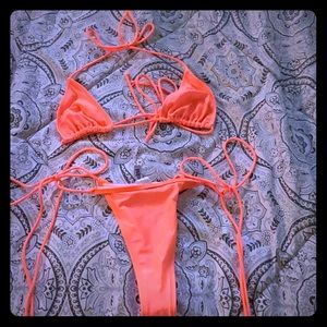 Blazing heat waist wrap 2 piece bikini- orange